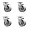 Service Caster 4'' V-Groove Semi Steel Wheel Swivel Caster Set with Bronze Bearings, 4PK SCC-20S420-VGBZ-4 - alternate 1
